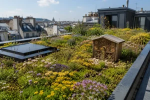 Toitures vivantes qui accueillent des abeilles sauvages