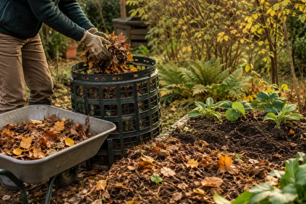 Feuilles mortes au jardin pour enrichir le sol