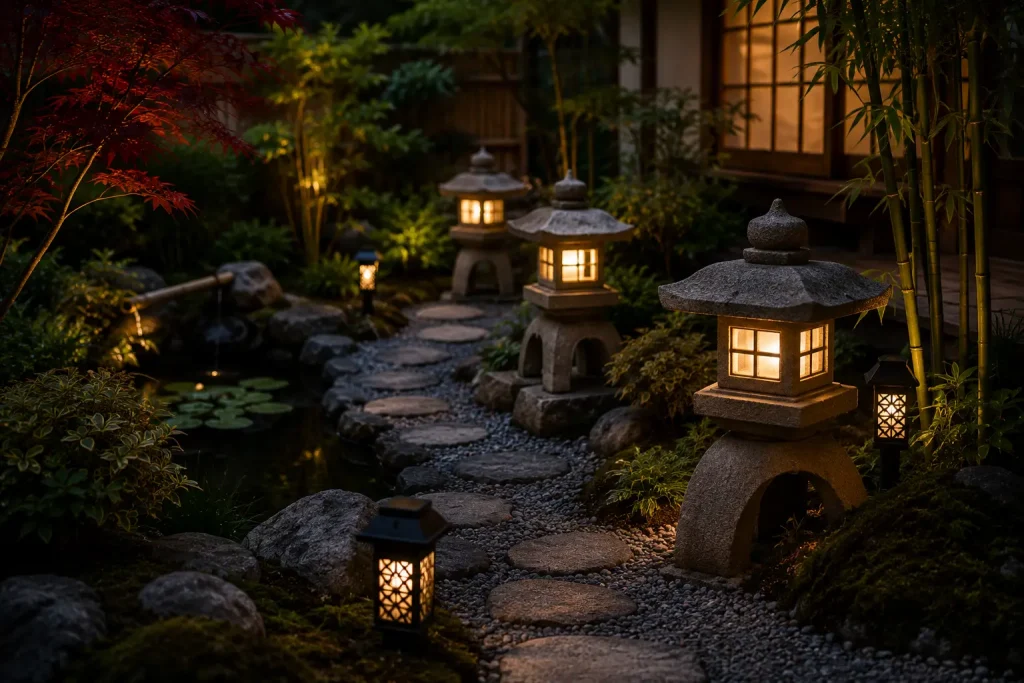 Lanternes japonaises danS jardin sans augmenter sa consommation d'énergie
